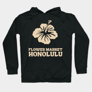 white and beige hibiscus flower market honolulu Hoodie